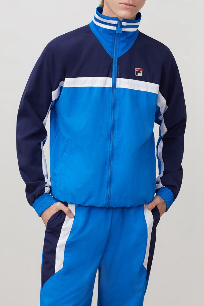 Fila Jacket Mens Blue Diego Track - Ireland 68523-NSHJ